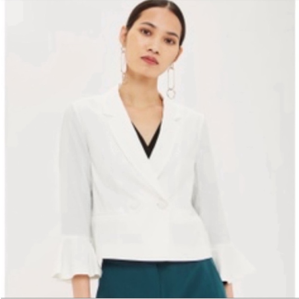 NWT Topshop Cropped White Bell Sleeve Blazer US SIZE 6